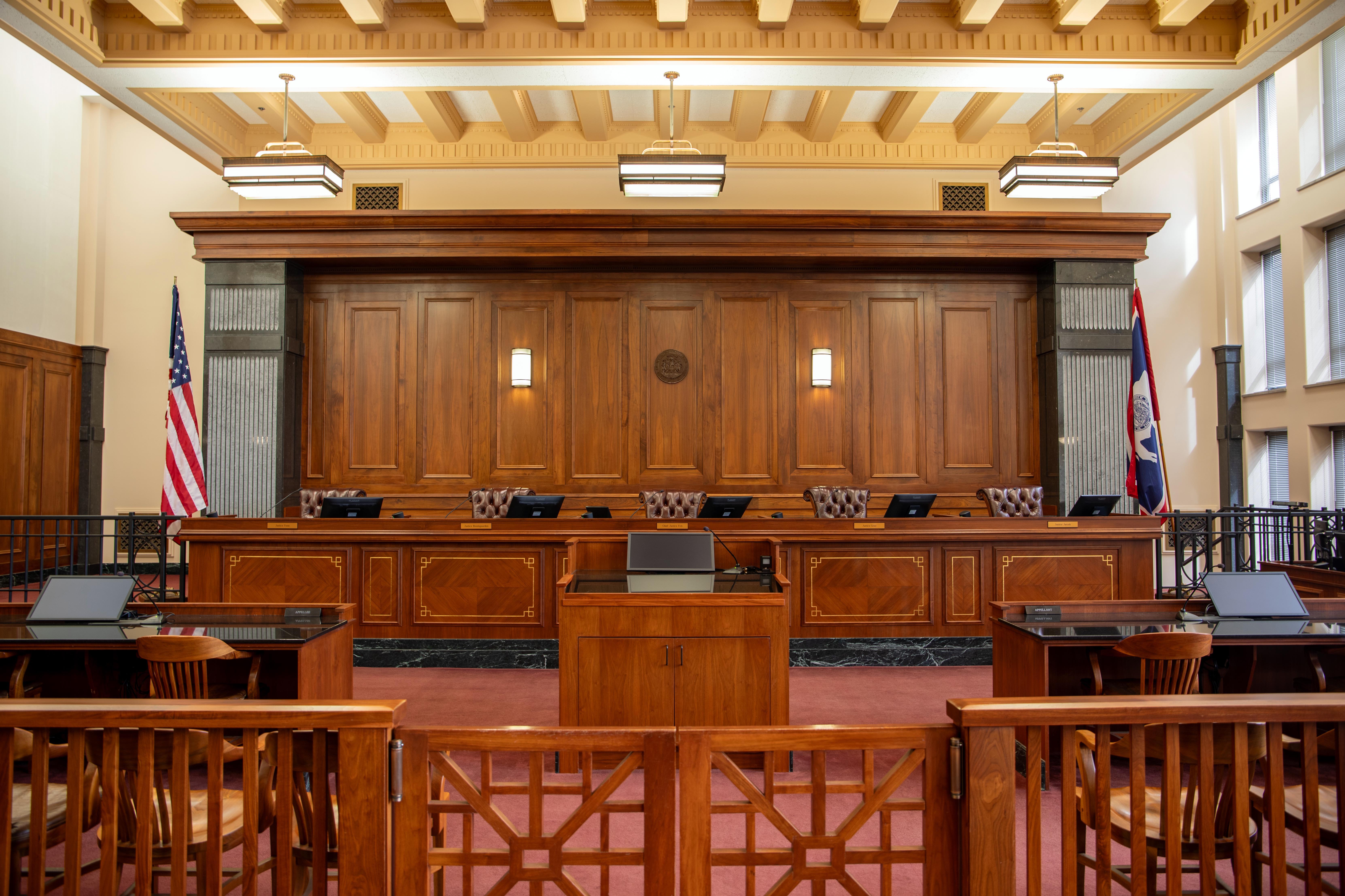 Wyoming Supreme Court bench — custom millwork by Eggli Bros.